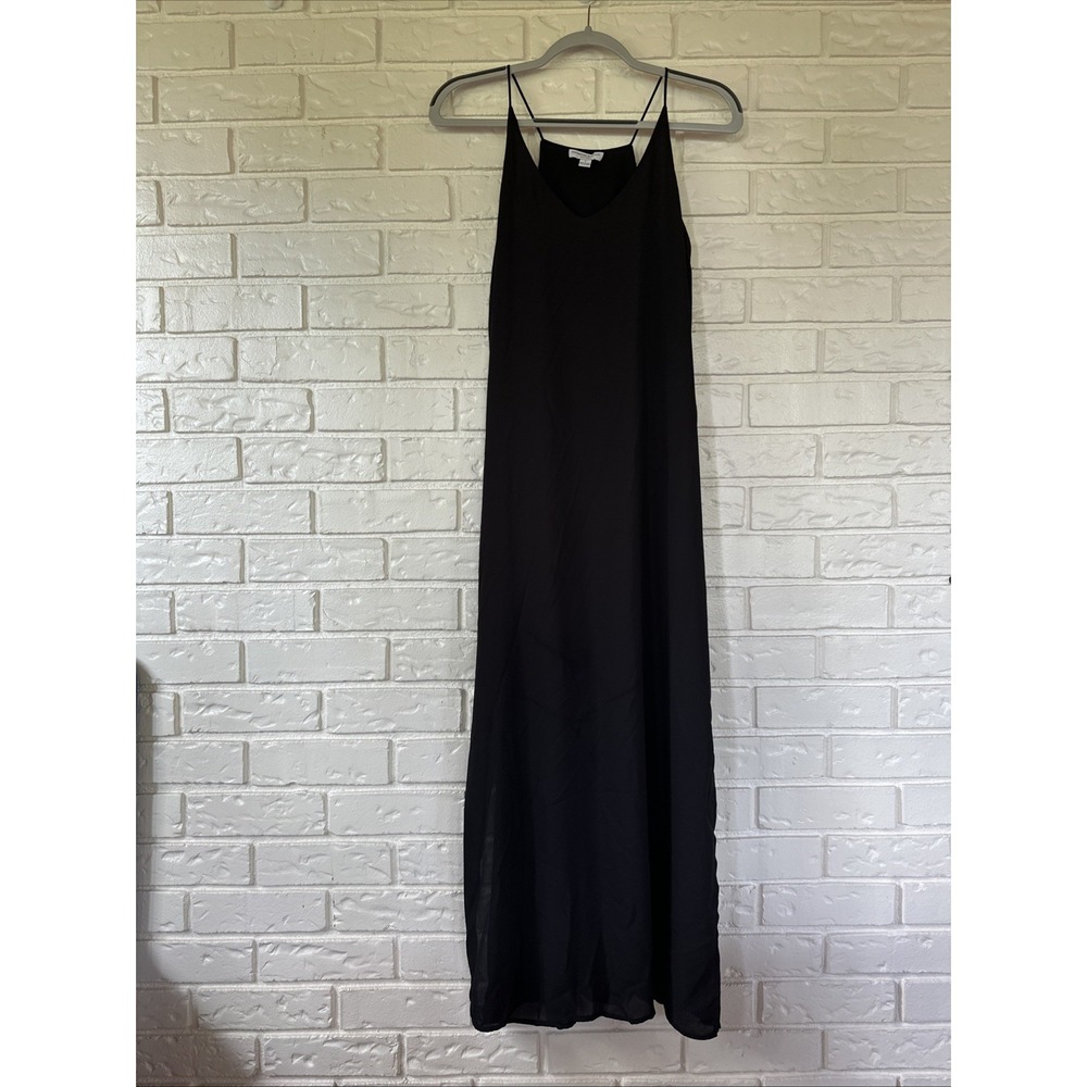 Katherine Barclay Size 2 Black Satin Minimalist Y2K Maxi Dress